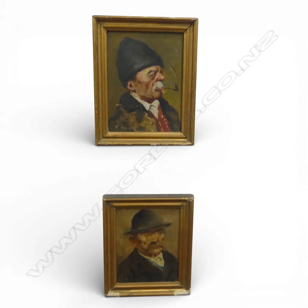 PR K. RURRY ? EARLY 20thC OIL PORTRAITS OF MEN.135 X 100mm approx. SIGNED Image 1++