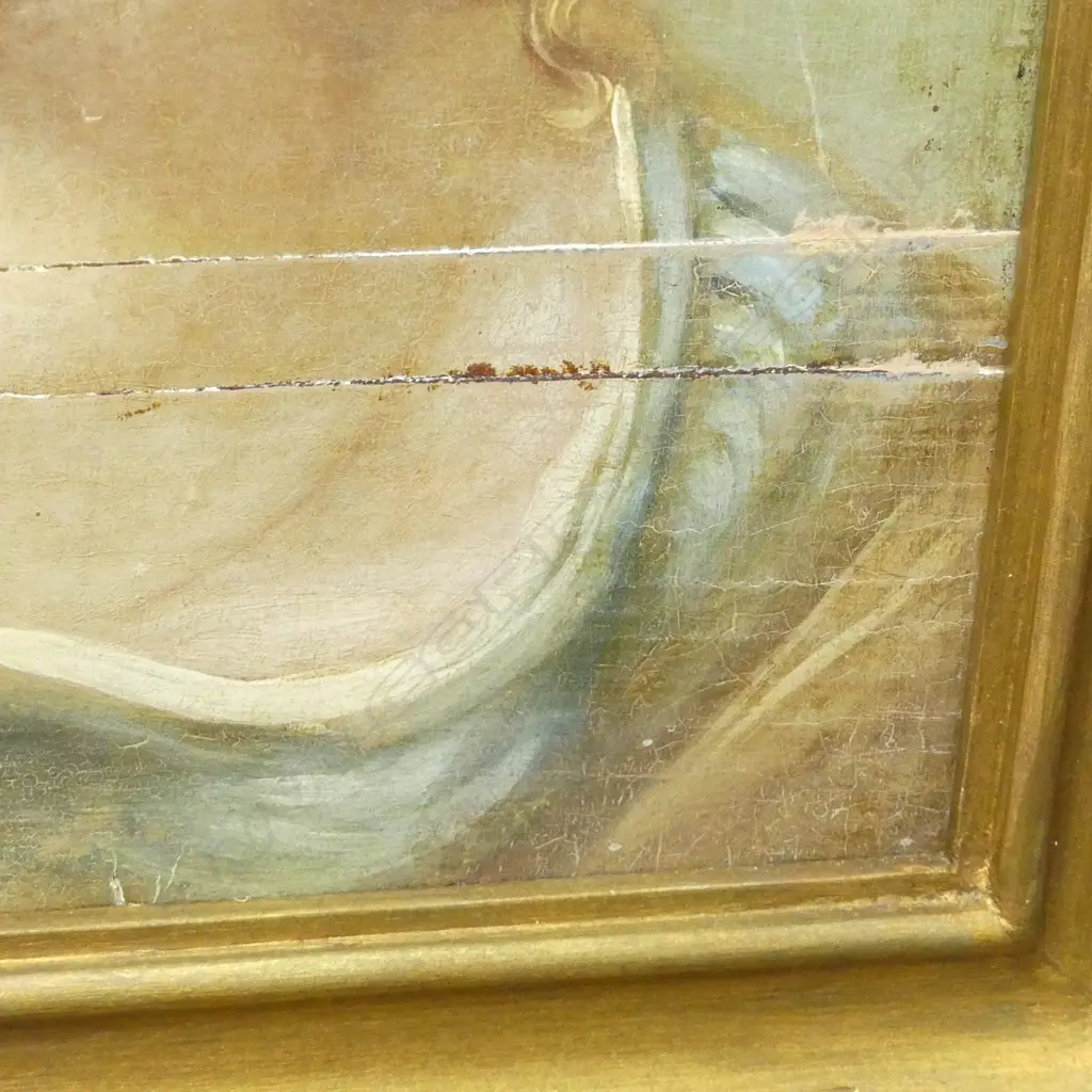 ARTIST UNKNOWN, PORTRAIT OF A YOUNG WOMAN, OIL ON PANEL 340x280mm FAULTS Image 1++