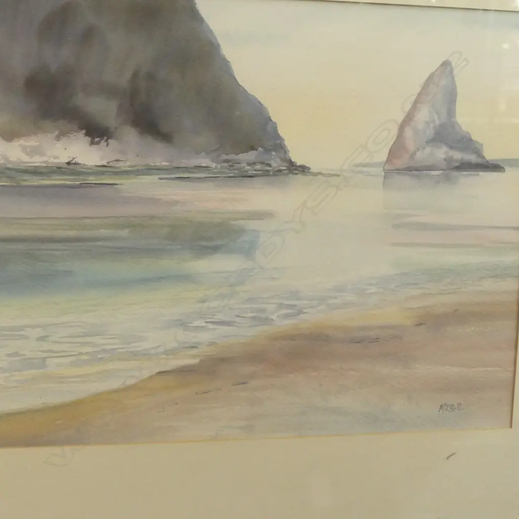 MARGARET BELL, BEACH SCENE, WATERCOLOUR, 330x420mm Image 1++