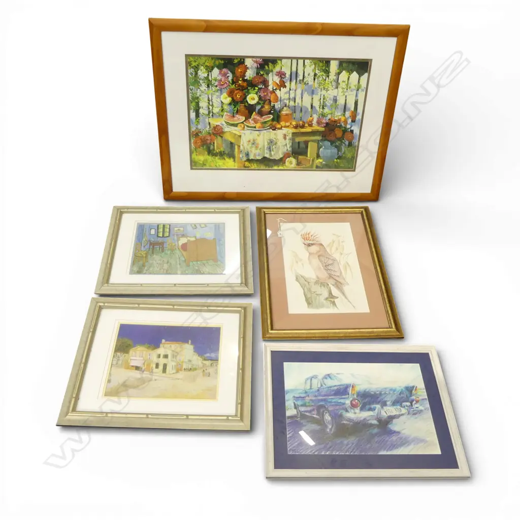 5 ARTWORKS; 2 VAN GOGH PRINTS, DON RICK 'ZINNIA SHADOWS' PRINT460x700mm Image 1++