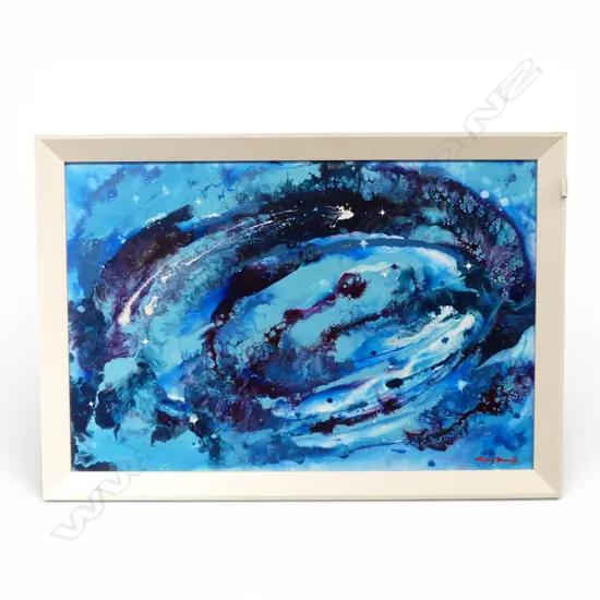 GAIL BOYLE 'CELESTIAL MAGNIFICENCE' ACRYLIC & GOLD DUST ON CANVAS, SIGNED & DATED 2009 500x750mm