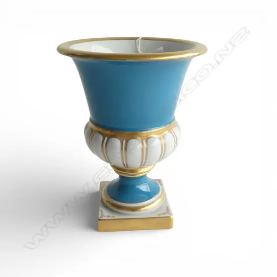 PORTUGESE GILT PAINTED URE VASE TEAL COLOUR H200MM
