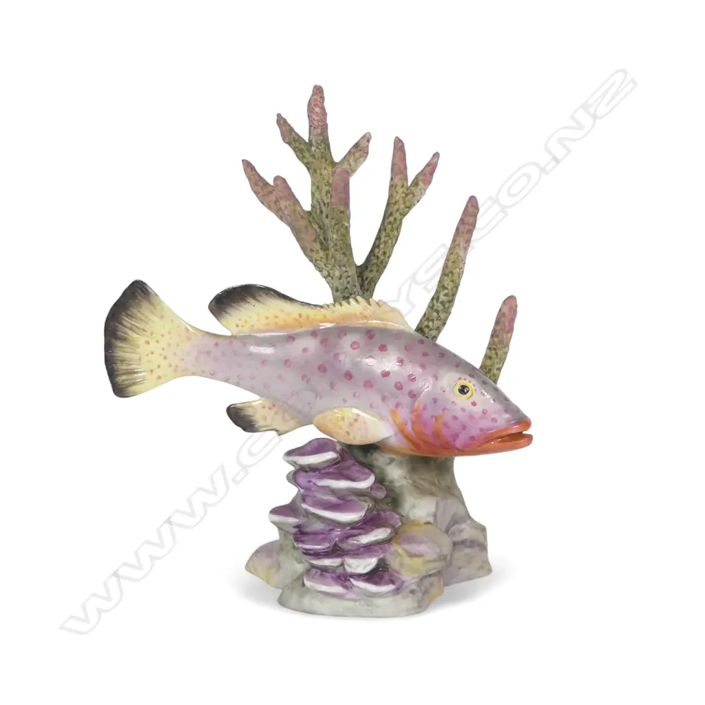 Royal Worcester porcelain figurine of a 'Red Hind' fish with coral by Ronald Van Ruyckevelt Image 1++