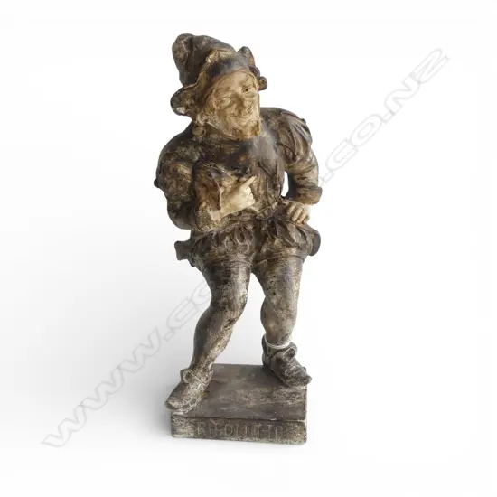 VINTAGE CAST SIGNED PLASTER FIGURE RIGOLETTO H270MM