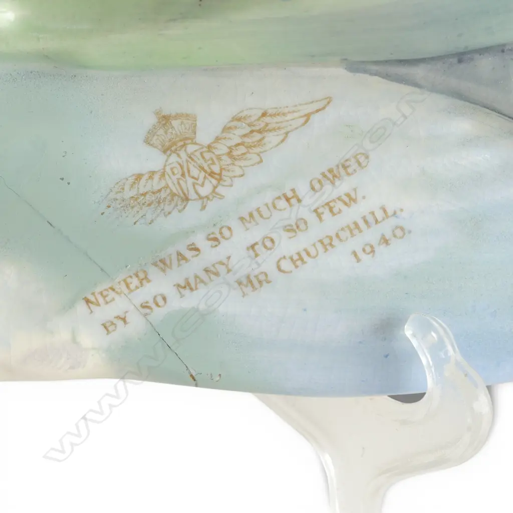 CINDERELLA CROWN DEVON WALL PLAQUE H150MM & AF C/DEVON BATTLE OF BRITON SPITFIRE COM WALL PLAQUE FAULTEDL290MM Image 1++