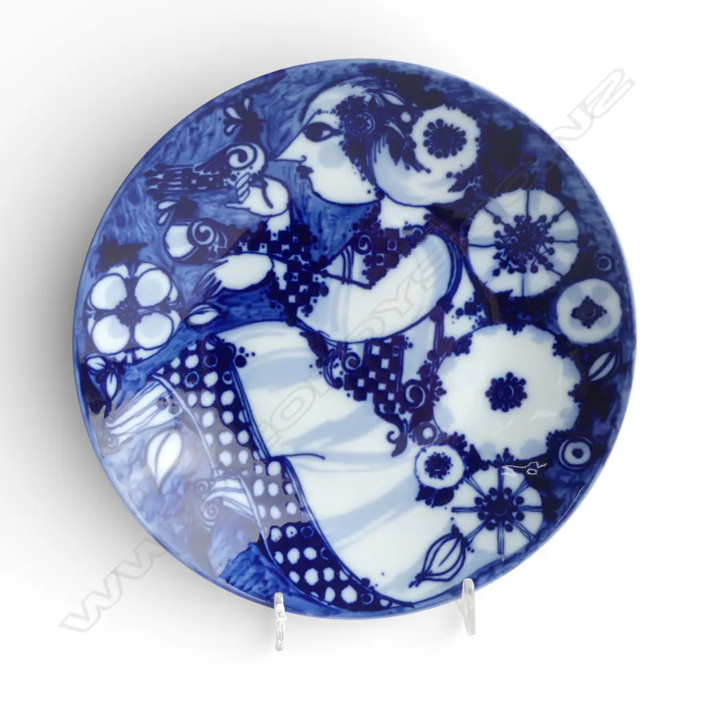 ROSENTHAL BLUE & WHITE BJORN WILBLAD SIGNED BOWL DIA220MM Image 1++