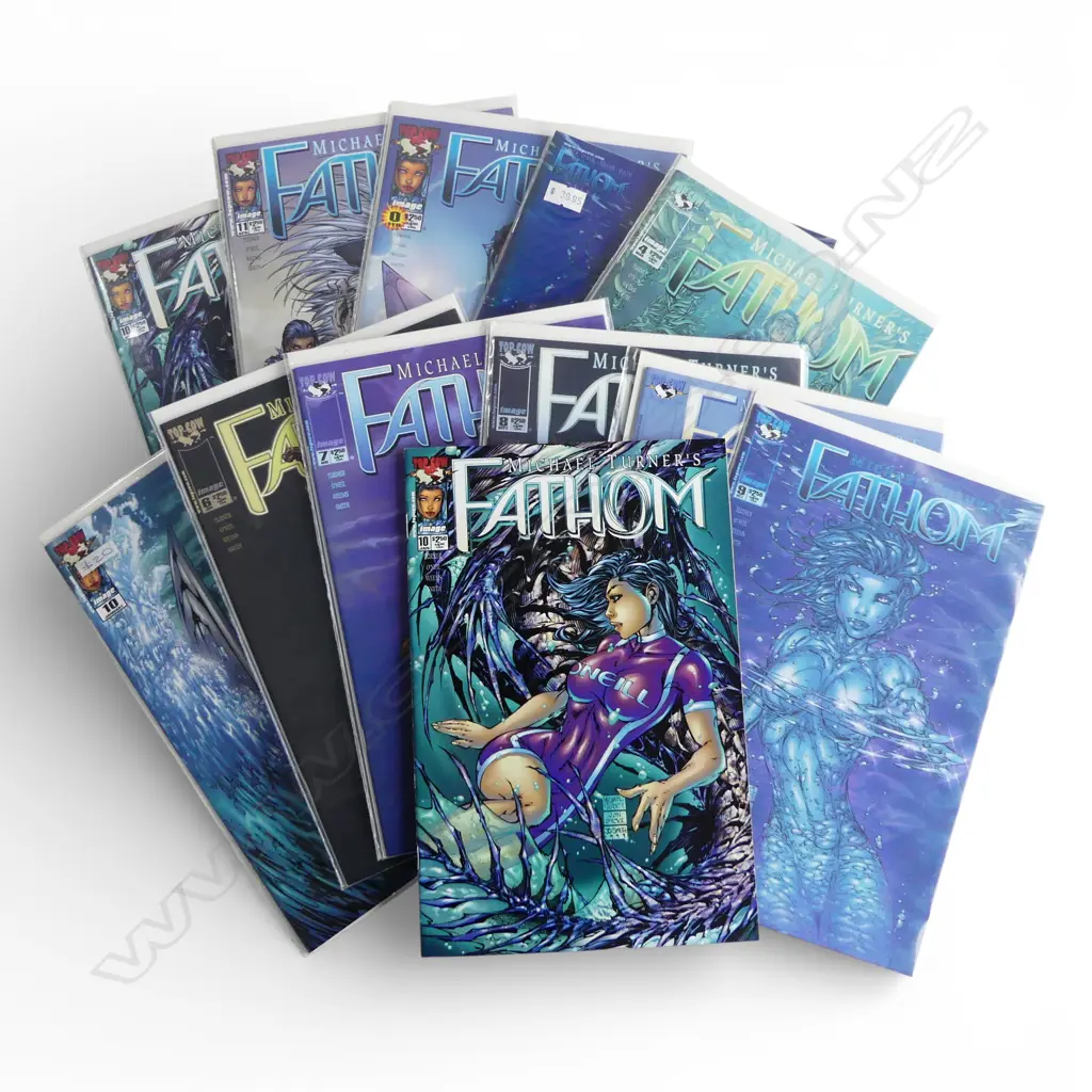 12 'FATHOM' COMICS illustrated by Michael Turner, pub.1999/2000, inclds rare Hologoil variant & Ltd Ed w DF label & cert Image 1++