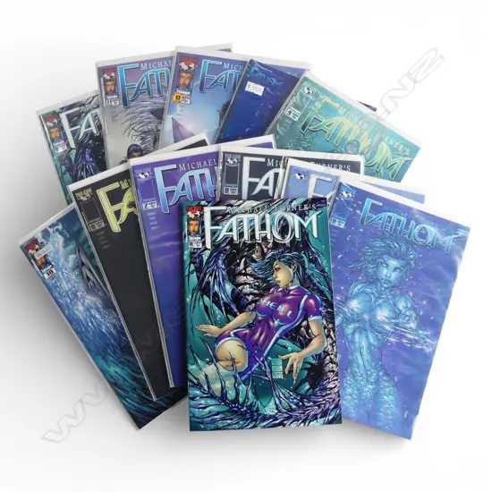 12 'FATHOM' COMICS illustrated by Michael Turner, pub.1999/2000, inclds rare Hologoil variant & Ltd Ed w DF label & cert
