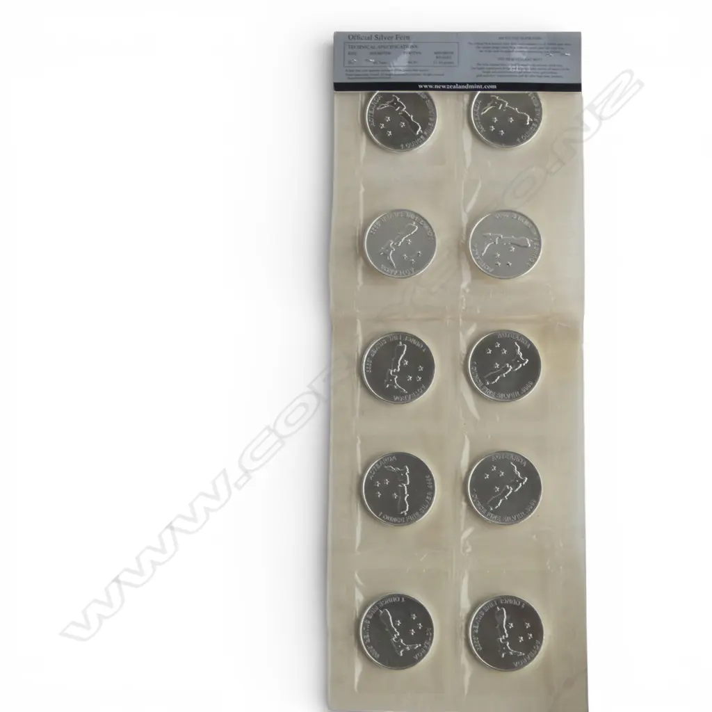 12 SILVER FERN 1 ONCE SILVER COINS, approx 373gm Image 1++