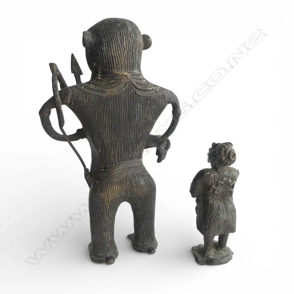 2 BENIN BRONZE FIGURES H230 & 120MM Image 1++