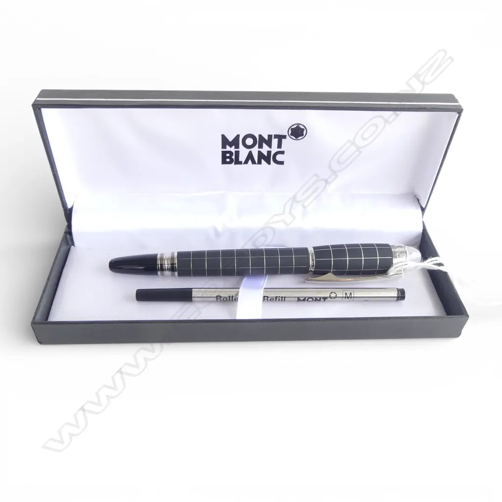 MONT BLANC FOUNTAIN PEN 14CT WHITE GOLD NIB SERIAL NUMBER & EXTRA CARTRIDGE FOR ROLLAR BALL Image 1++