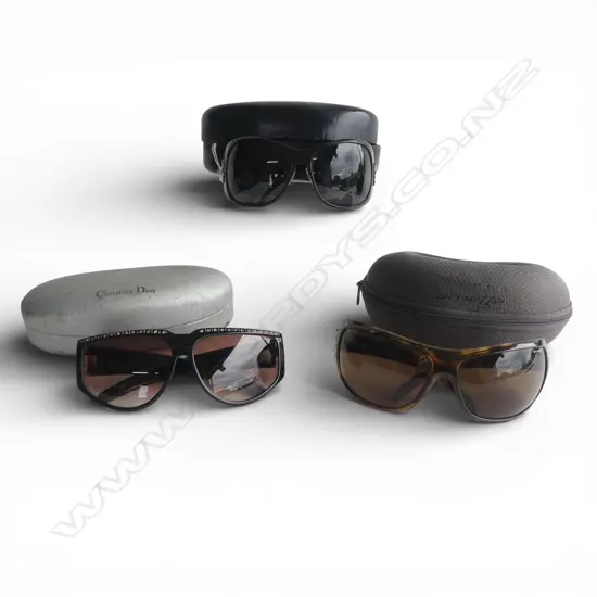 3 PRS VINTAGE CASED LADIES SUNGLASSES CHRISTION DIOR ARNETTE ETC 