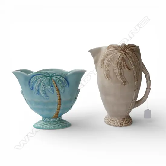 2 PCES BESWICK PALM TREE; VASE & JUG H.275mm