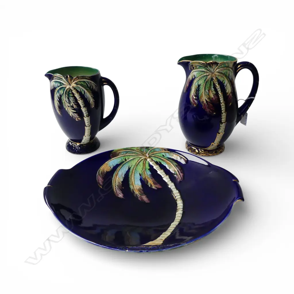 3 PCES BESWICK PALM TREE; BOWL 280mm dia + 2 JUGS Image 1++