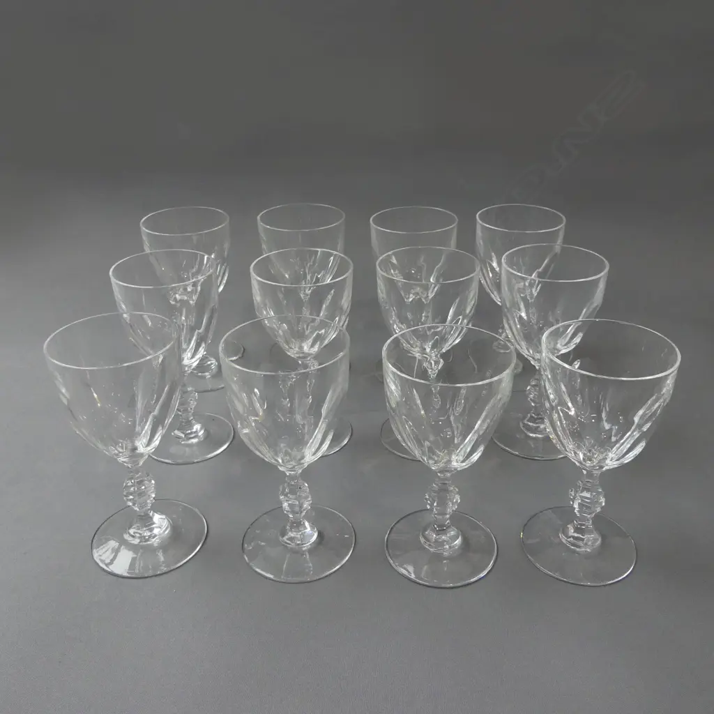 12 VAL SAINT LAMBERT CRYSTAL WINE GLASSES H.155mm Image 1++