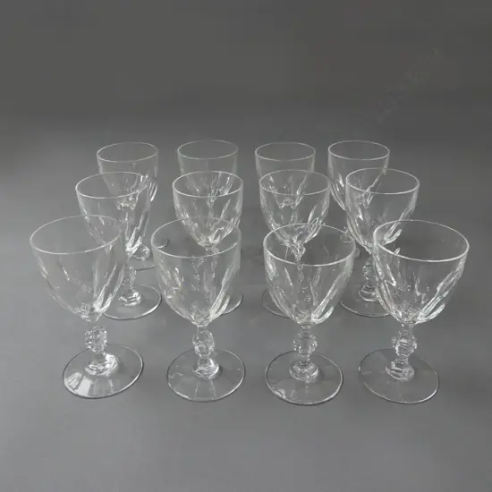 12 VAL SAINT LAMBERT CRYSTAL WINE GLASSES H.155mm