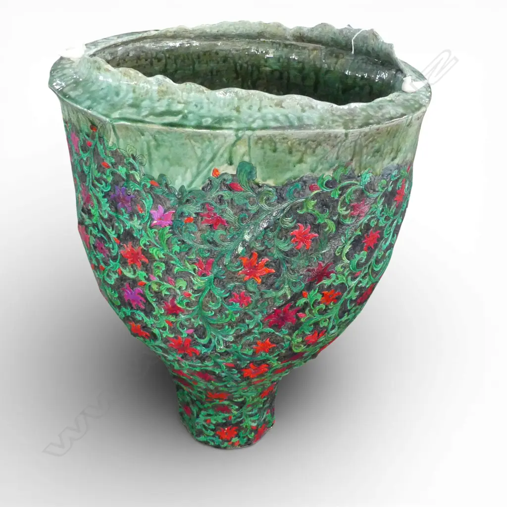 KEUM SUN LEE LARGE COLOURFUL POTTERY FLOOR VASE 650 x 960mm Image 1++