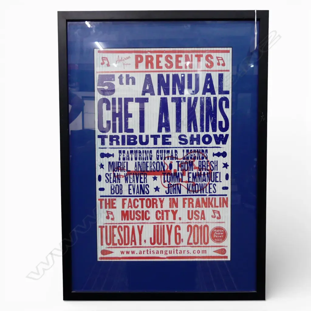 FRAMED POSTER CHET ATKINS TRIBUTE SHOW 2010515x325mm ex Midge Marsden Collection Image 1++