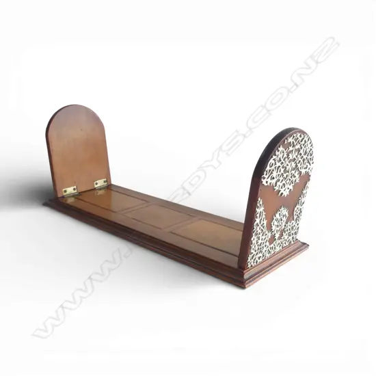 19thC EXOTIC WOOD & FINELY CUT IVORY BOOK STAND L.415mm minor faults