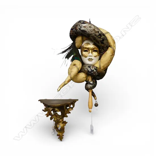 MASQUERADE BALL MASK PLAQUE L370MM & GILT WOOD SCONCE L200MM