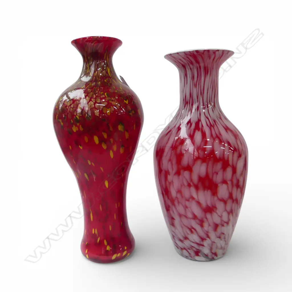 2 LG RED ART GLASS VASES H.450, 480mm Image 1++