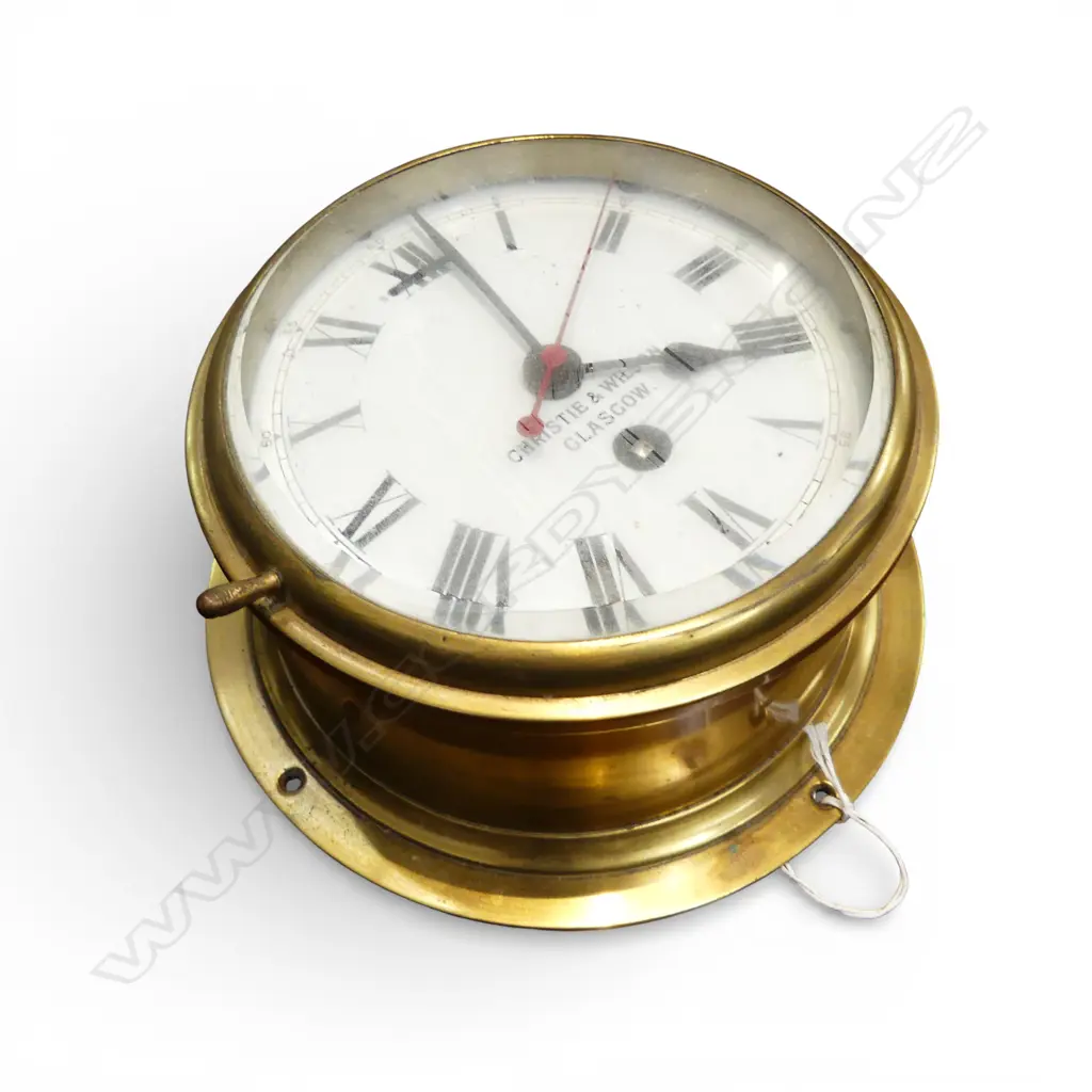 CHRISTIE & WILSON GLASGOW BRASS NAUTICAL CLOCK Dia.205mm Image 1++