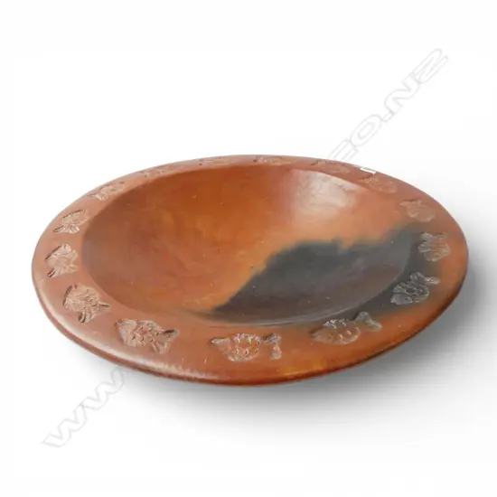 RAKKU FIRED BOWL impressed fish motif Dia.480mm