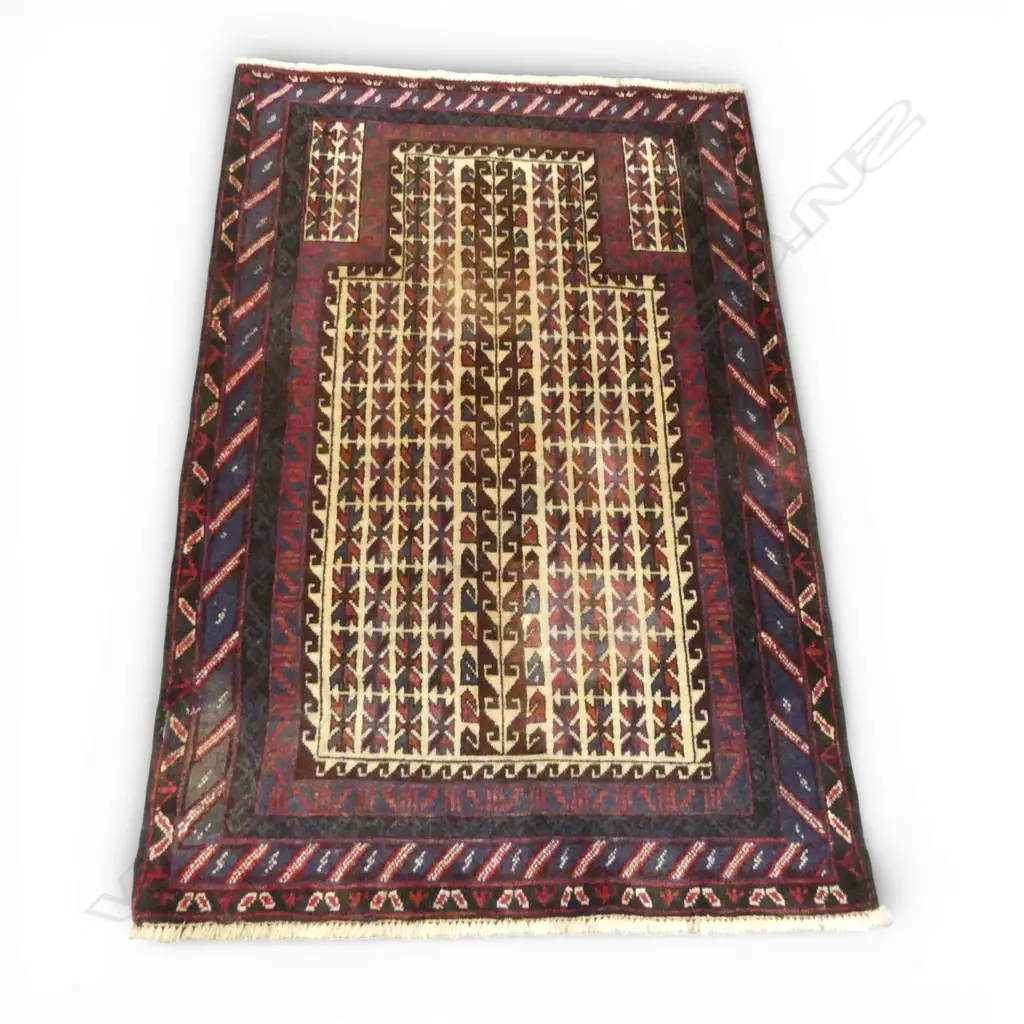 HAND KNOTTED ALL WOOL PRAYER RUG 1410x940mm Image 1++