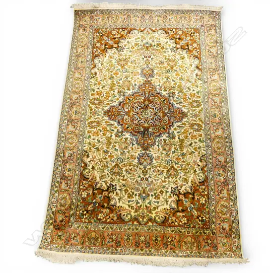 HAND KNOTTED WOOL & SILK PILE RUG 1700x1100mm