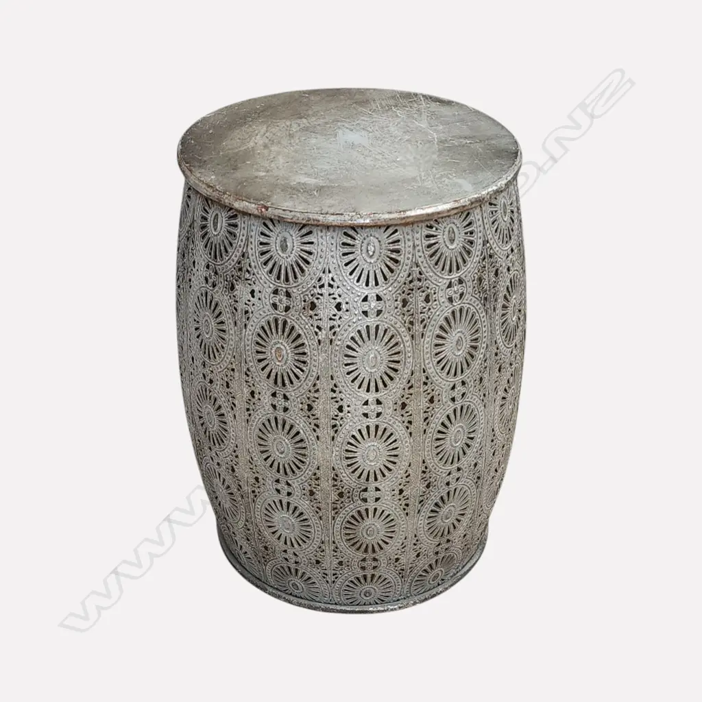 SURAT METAL STOOL IN AN ANTIQUE SILVER FINISH 420h x 300w x 300mm l Image 1++