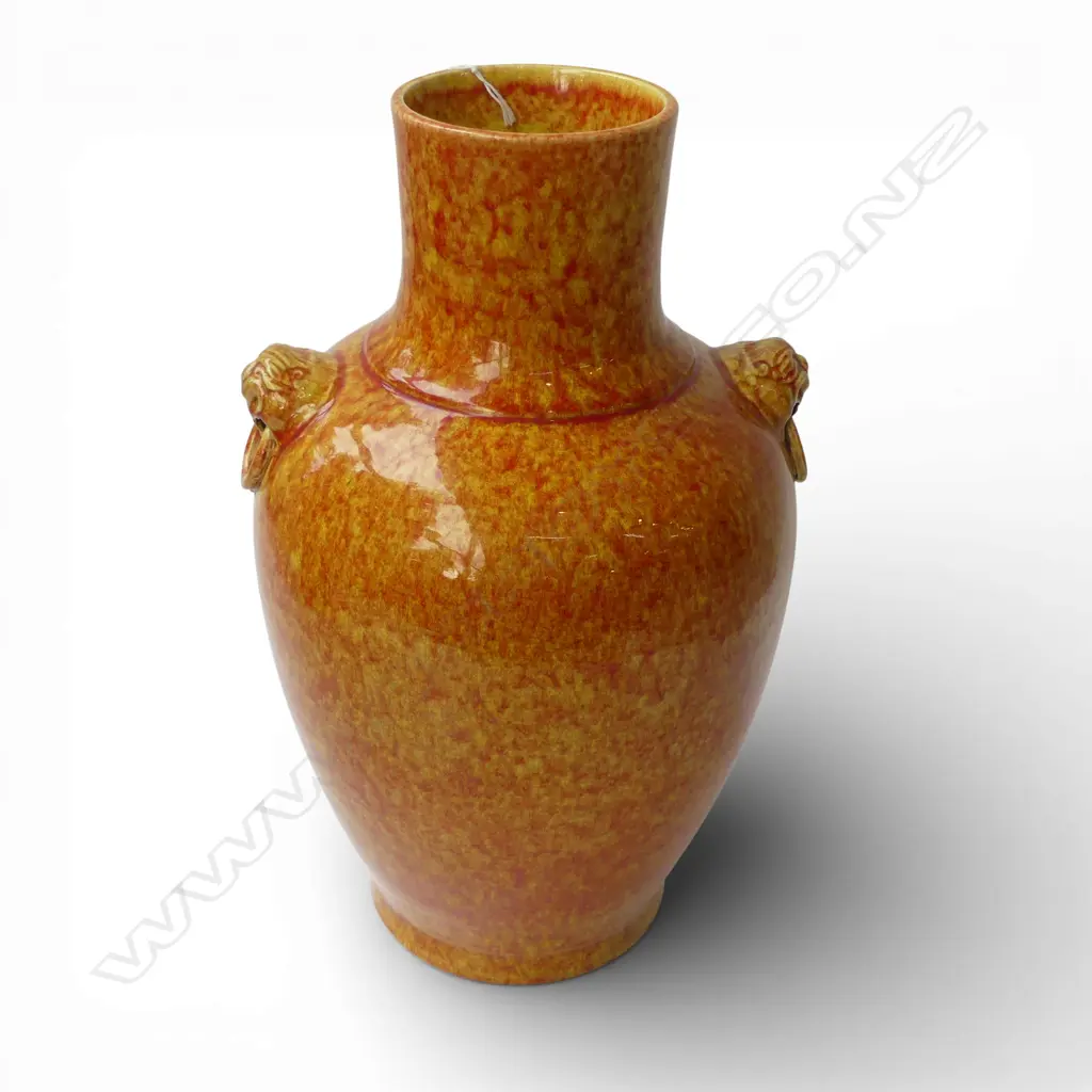 CHINESE VASE w. ORANGE GLAZE H.330mm Image 1++