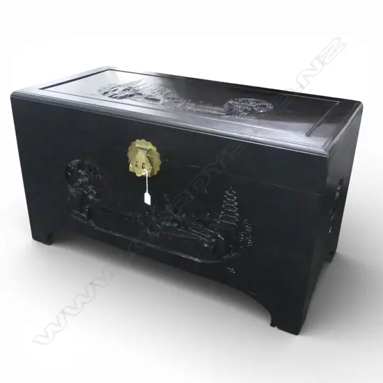 BLACK PAINTED CHINESE CAMPHOR WOOD CHEST 1030x520x570mm