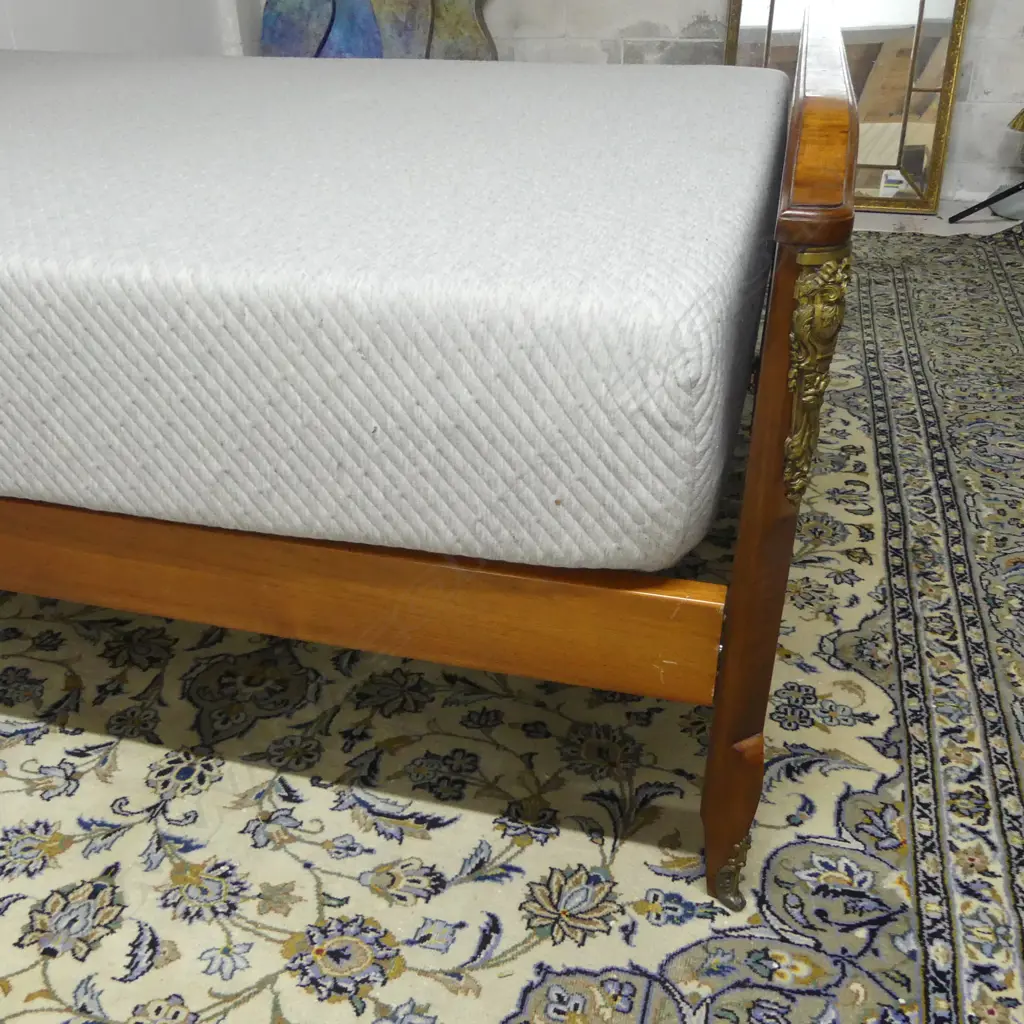 MODERN FRENCH STYLE QUEEN FRAME with MATTRESS ex JOHN STEPHENS Image 1++