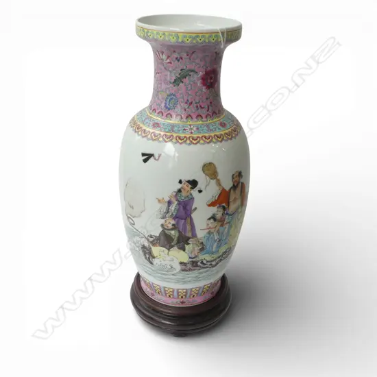 LG CHINESE FAMILLE ROSE VASE ON STAND H.515mm