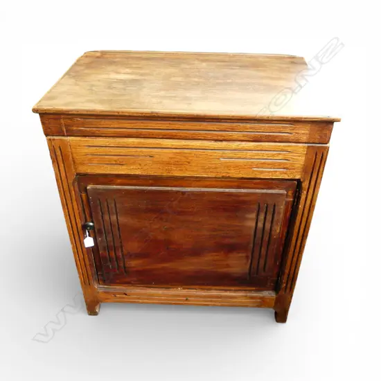 VINTAGE 1950s FRENCH WOODEN BUTCHERS BLOCK CABINET w. FOLD OVER TOP 710x430x780mm some old borer to base