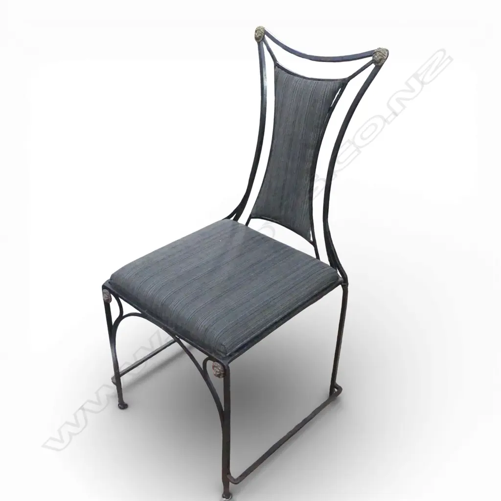 8 DESIGNER DINING CHAIRS, WROUGHT IRON FRAMES Image 1++