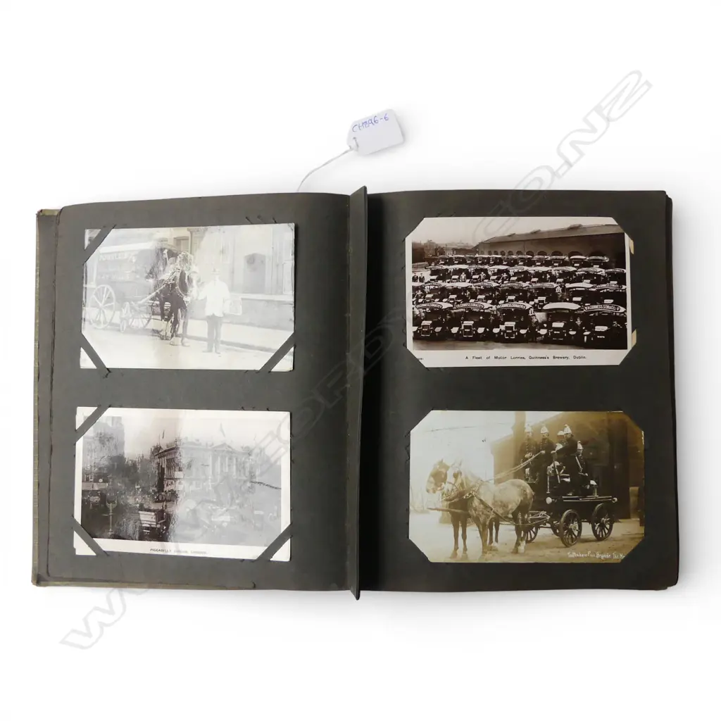 ANTIQUE c.1900 & early 20thC POSTCARD ALBUM NZ + Australia + England & Ireland etc. Includes cars, many passenger liners Image 1++