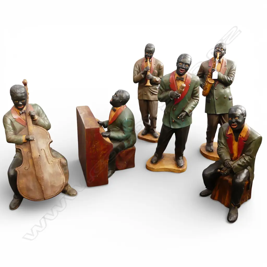 6 PIECE CARVED WOOD JAZZ BAND H.580mm Image 1++