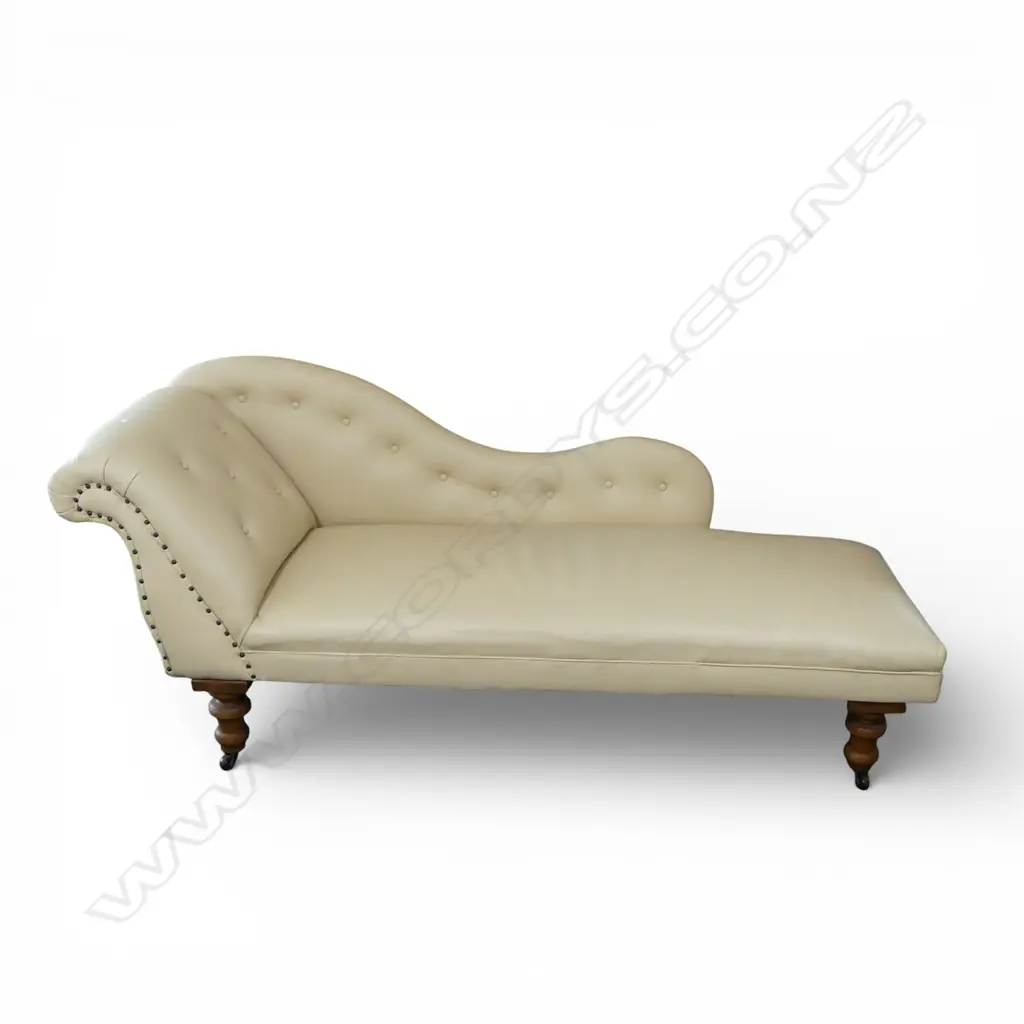 EDWARDIAN CHAISE LOUNGE with modern cream upholstery L.2000mm approx. Image 1++