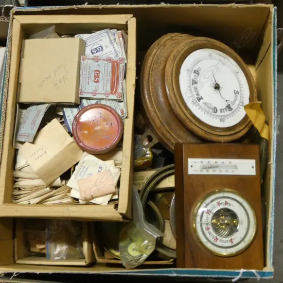 BOX OF WATCH GLASSES CLOCK & BAROMETER PARTS