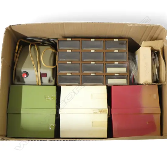 BOX VINTAGE WATCHMAKERS  PARTS TESTERS ETC