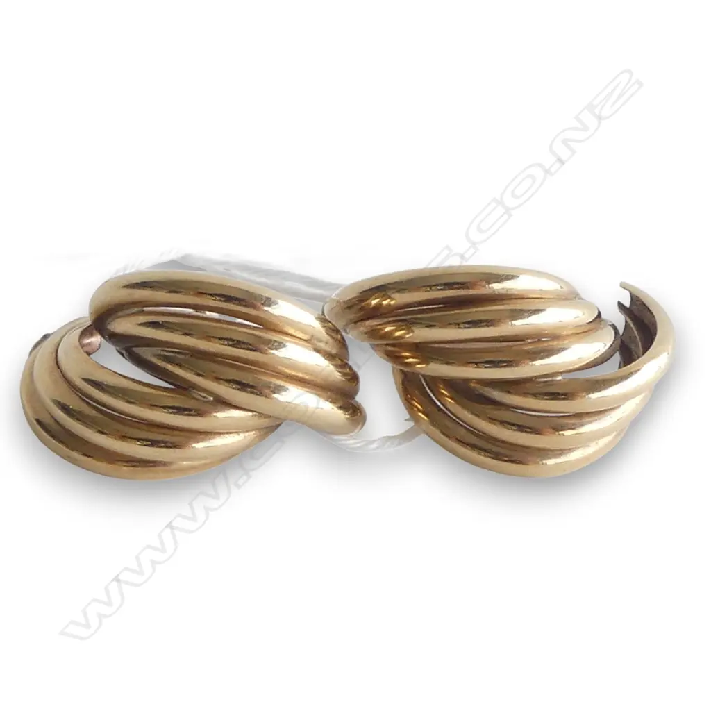 PR 9ct YELLOW GOLD 6 CURVE PR EARRINGS 6.3gms Image 1++