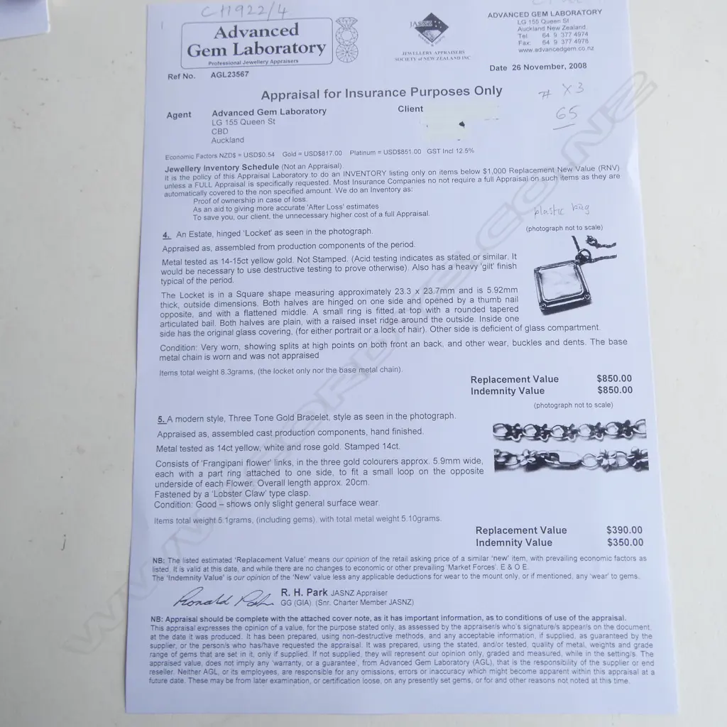 14CT THREE TONE GOLD BRACELET L.200mm 5.1gms + VALUATION COPY Image 1++