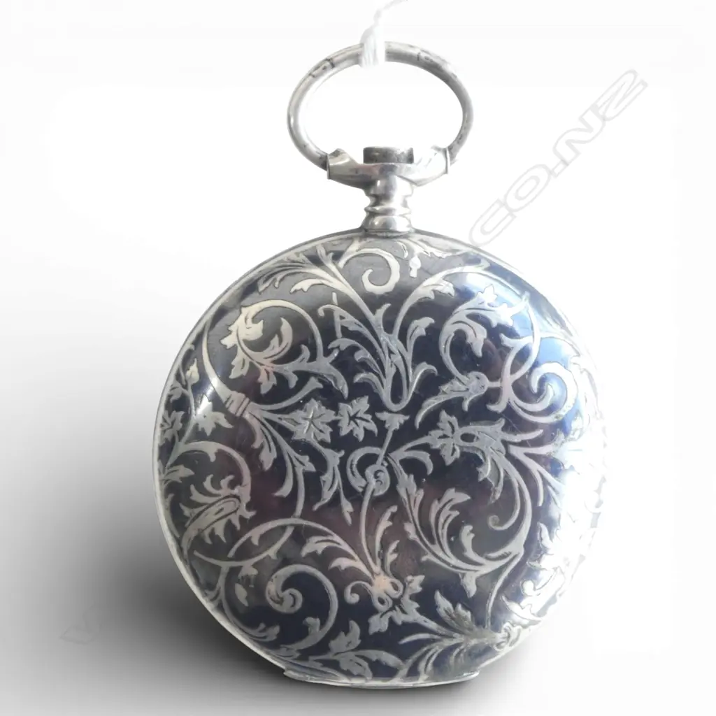 ANTIQUE SILVER NEILLO GENTS HUNTER FOB WATCH minor faults no pusher + crack to glass Image 1++