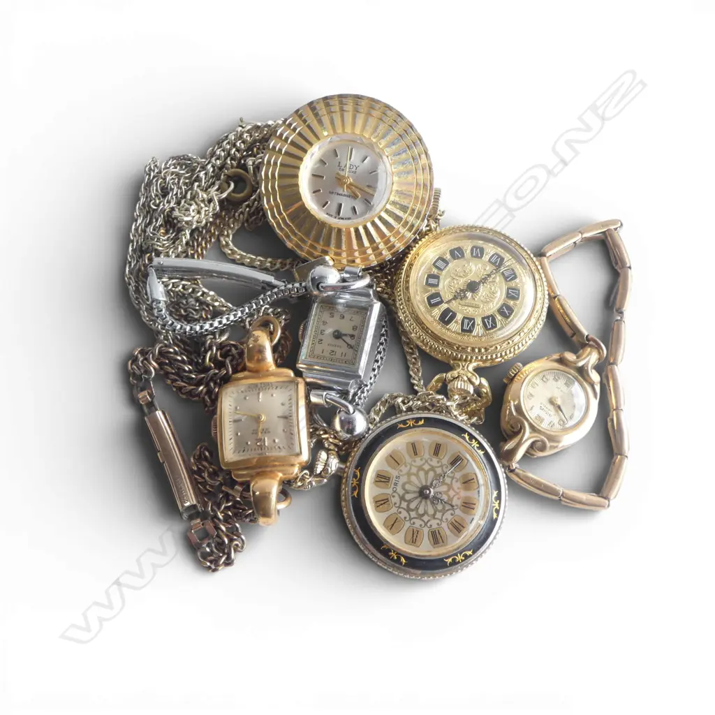 3 VINTAGE LADIES WATCHES + 3 POCKETWATCHES Image 1++
