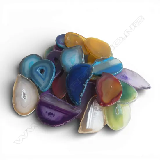 POLISHED LRG AGATE SLICE PENDANTS, new old stock