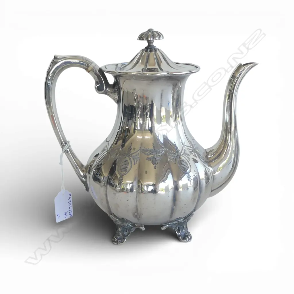 4PC MELLON SHAPED SHEFFIELD PLATE TEASET Image 1++