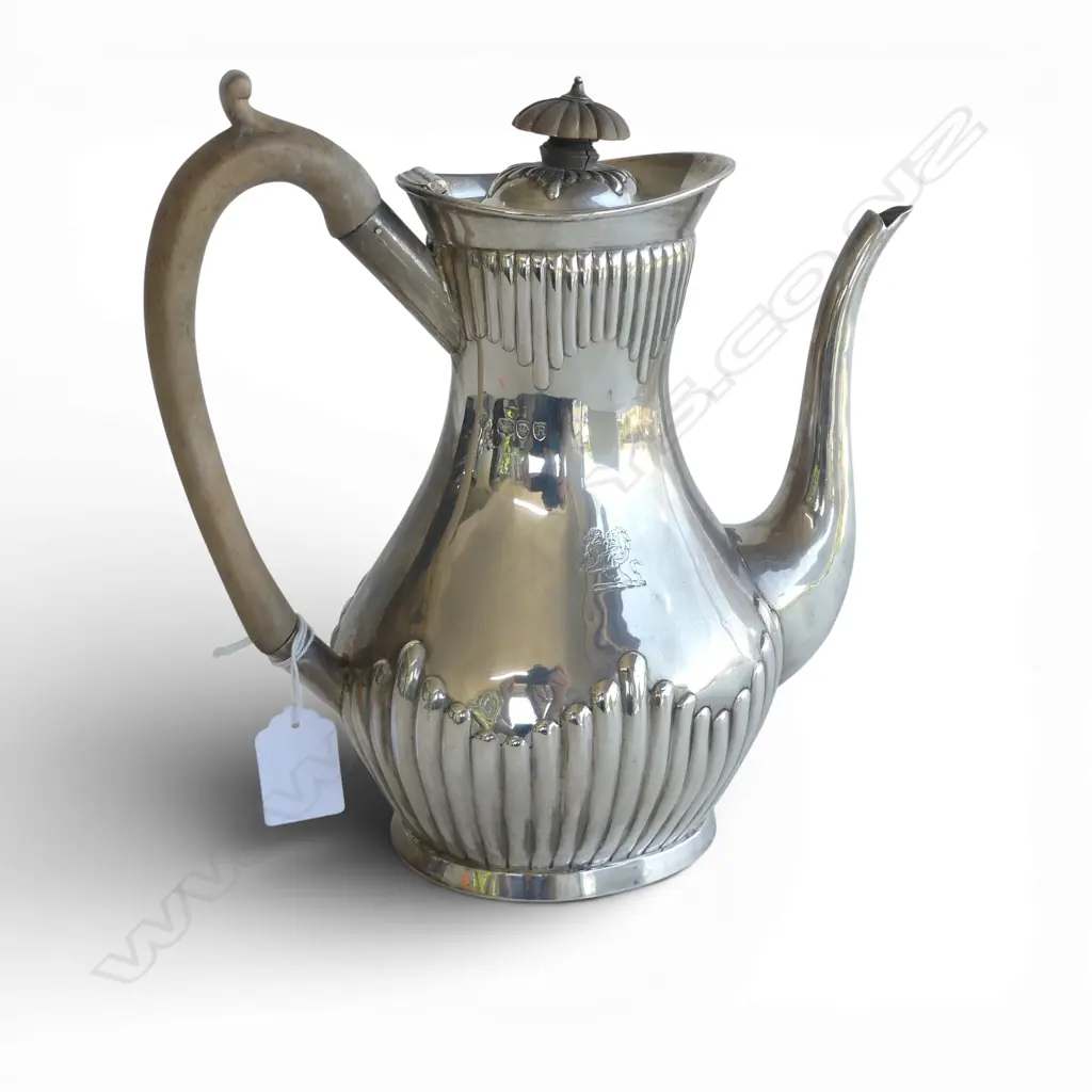 STG SILVER COFFEE POT, CHARLES STUART HARRIS, LONDON 1898, 746gms FAULTED Image 1++
