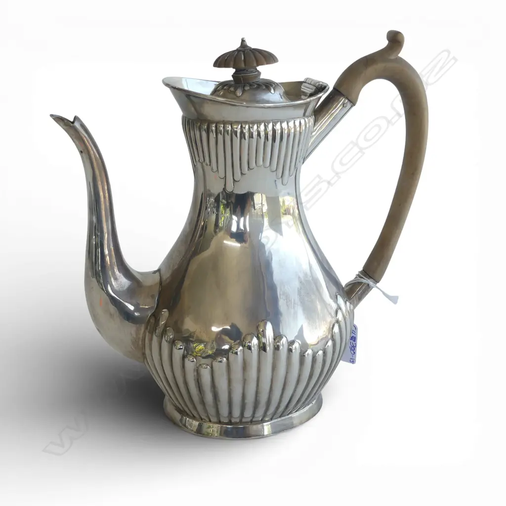 STG SILVER COFFEE POT, CHARLES STUART HARRIS, LONDON 1898, 746gms FAULTED Image 1++