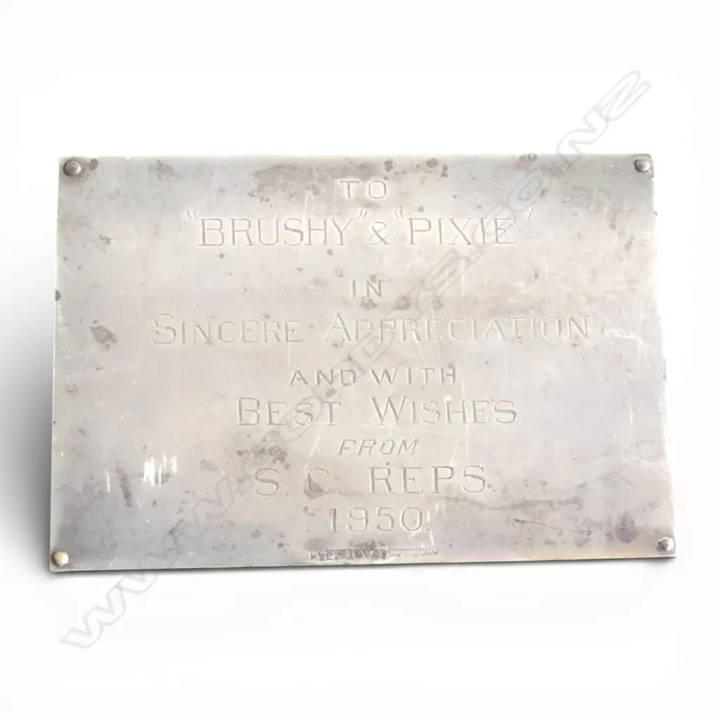 CASED 6 PLACE IVORINE 'BONE' CUTLERY SET w. stg silver presentation plaque Image 1++